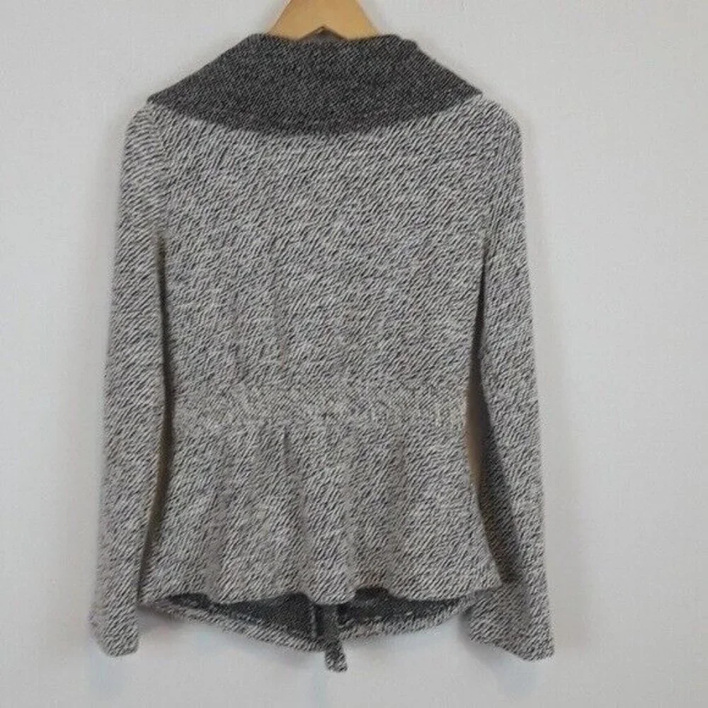 BNCI by blank Noir Womens Ruffled Jacket Small Gray Heathered Terry Casual‎